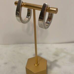 Sterling Silver curved J Hoop earrings